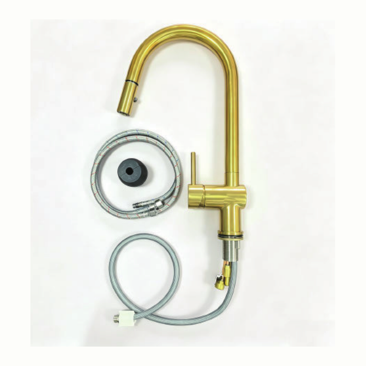 Unlacquered Brass Pull-Down Kitchen Faucet with Gooseneck Spout and Single Lever technical document